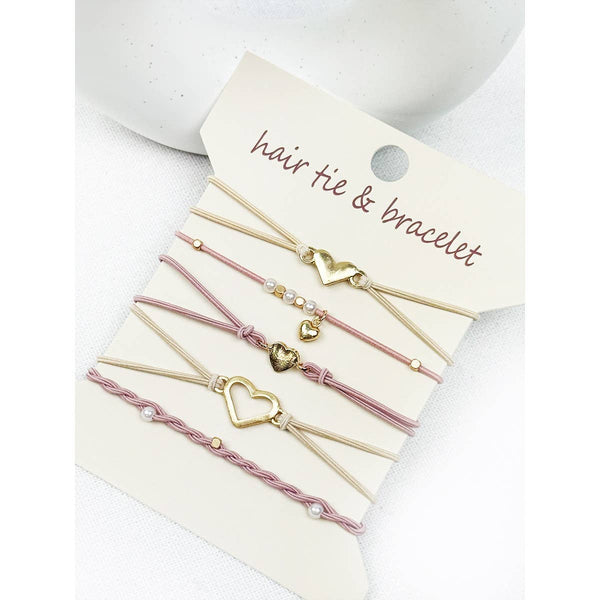 Boho Inspired Minimal Heart Hair Tie Bracelets: MIX COLOR / ONE(6) - Lulu Bella Boutique