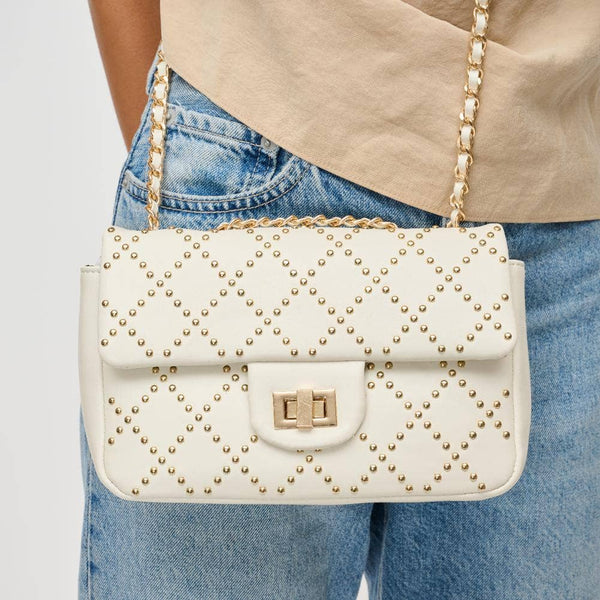Avery Studded Crossbody: Chocolate - Lulu Bella Boutique