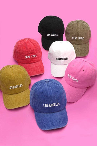 LOS ANGELES NEW YORK BASEBALL CAP HAT: LA BLACK