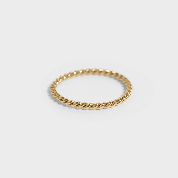 Stainless Steel Braided Stacking Ring - Hypoallergenic: Gold / 9