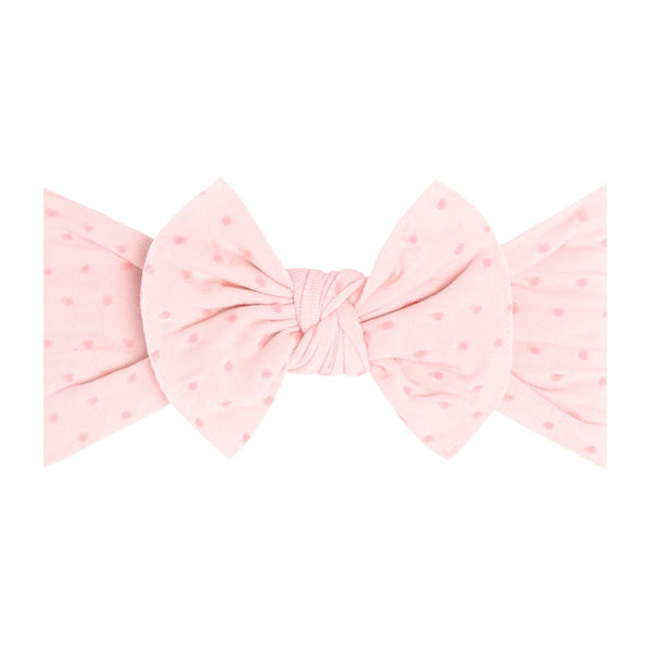 Baby Bling® Shabby Dot Knot soft nylon headband: Pink/Pink dot