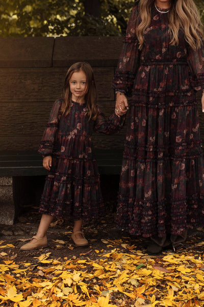 Mini Geneva Dress in Aubergine Resplendent Bloom