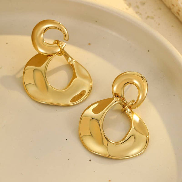 18K Stainless Steel Tarnish Free Drop Earrings | 40E497: GOLD - Lulu Bella Boutique