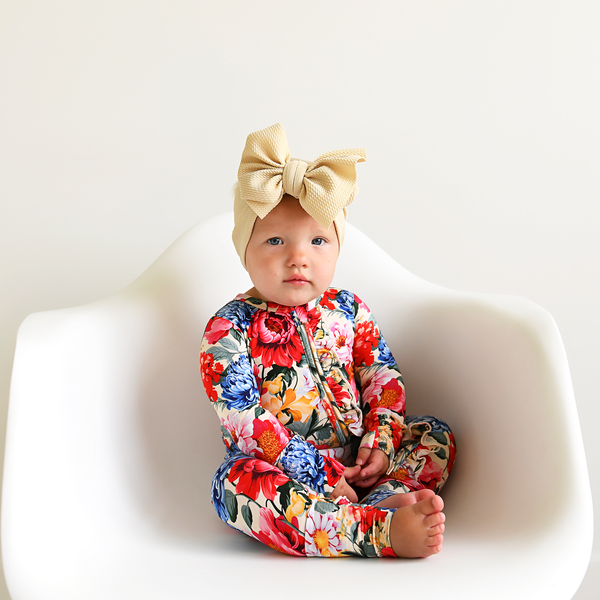 Lottie Floral Ruffle Zip Sleepies Litttle Bamboo Baby Outfit: 0-3m