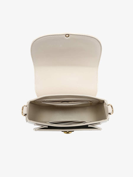 JN2778 Bergen Flapover Crossbody Bag w/ Twist Lock Closure: Wine - Lulu Bella Boutique