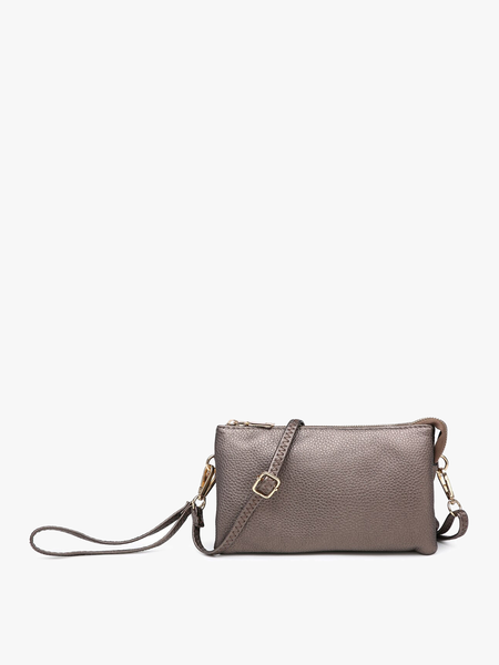 M013 Riley Monogrammable 3 Compartment Crossbody/Wristlet: Midnight Black - Lulu Bella Boutique