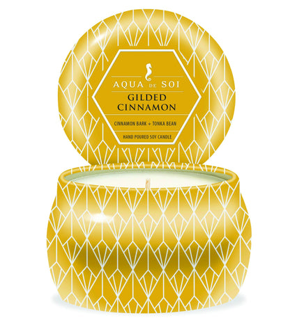 Aqua De SOi LE Gilded Cinnamon  9oz Holiday Soy Candles Tin