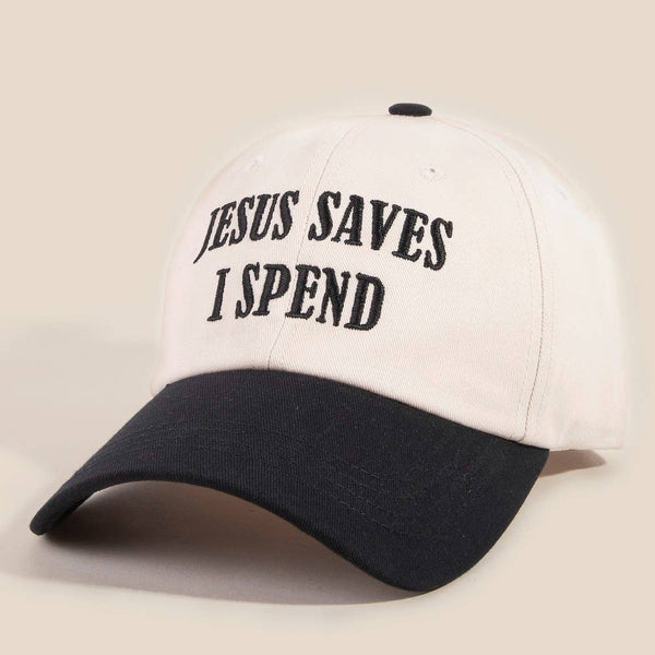 Jesus Saves I Spend Trucker Hat: KA - Lulu Bella Boutique