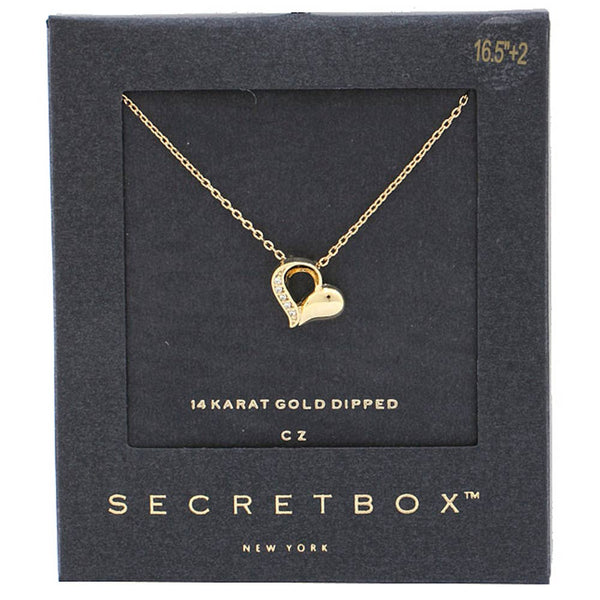 SECRET BOX HEART CHARM NECKLACE, SB 28892: GD - Lulu Bella Boutique