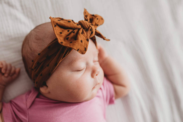 Baby Bling® Shabby Dot Knot soft nylon headband: Pink/Pink dot