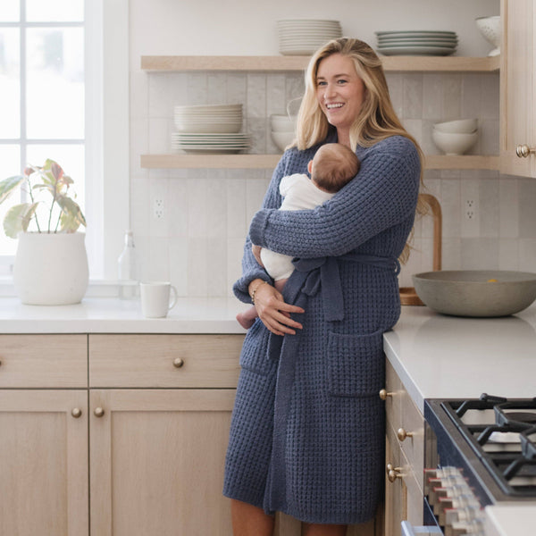 WAFFLE KNIT ROBES: Oxford / XL
