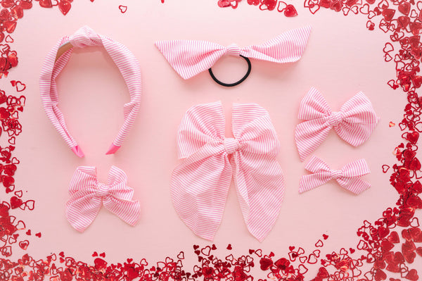 Candy Stripe | Petite Party Bow: Nylon Headband - Lulu Bella Boutique