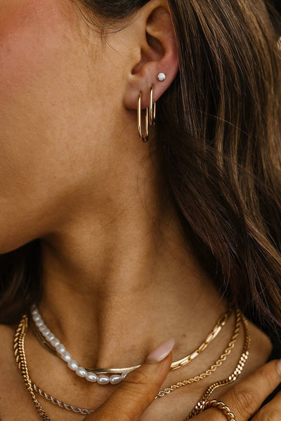 Rectangle Gold Huggies: 12mm