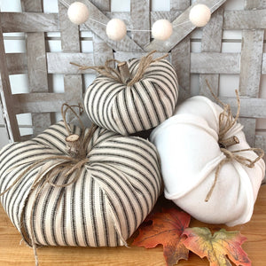 3 Pc. Farmhouse Rustic Fabric Pumpkin Set - Lulu Bella Boutique