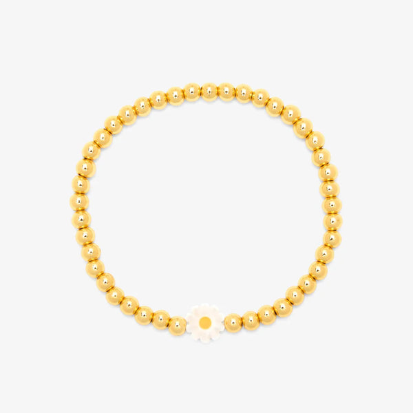 Daisy Gold Bead Stretch Bracelet