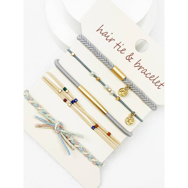 Boho Inspired Dusty Blue Tone Hair Tie Bracelets: DUSTY BLUE / ONE(6) - Lulu Bella Boutique
