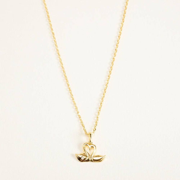 18K Gold Dipped Swan Heart Necklace: 18K Gold / ONE
