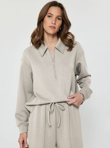 Collared Half-Zip Pullover Sweatshirt Set: Fog