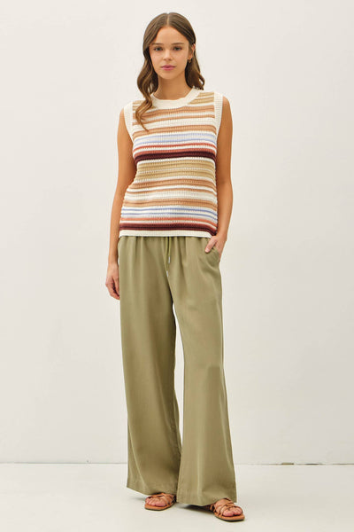 SAND WASHED FLOWY TENCEL WIDE LEG PANTS : SAND / S - Lulu Bella Boutique