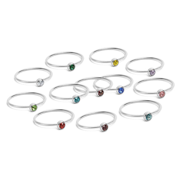 Stainless Steel Birthstone Stacking Ring: January / 4