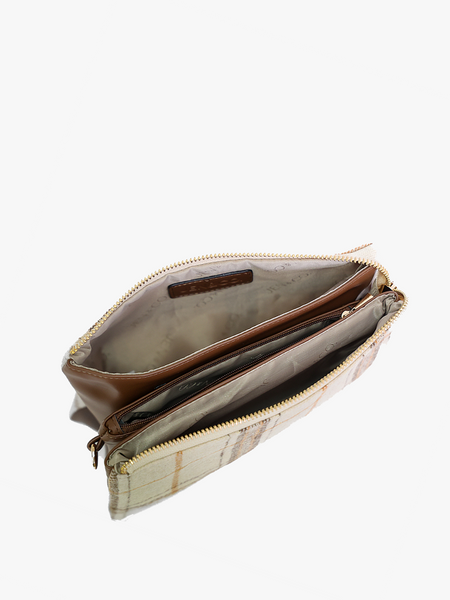 M013GHM Riley Gingham Monogrammable 3 Compartment Crossbody/Wristlet: Off White - Lulu Bella Boutique