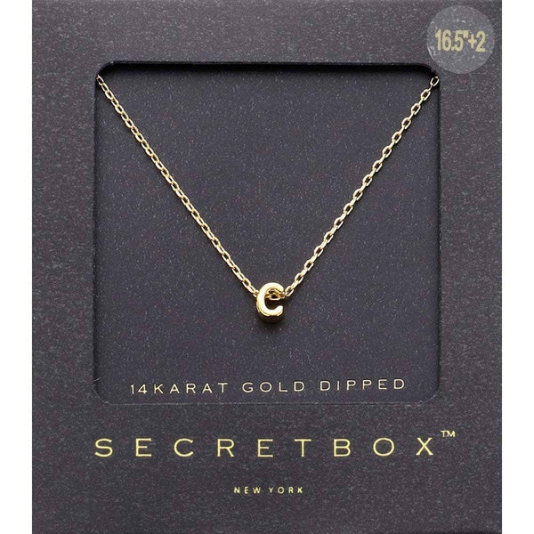 SECRET BOX_14K Gold Dipped Initial Monogram Pendant Necklace: ~C~