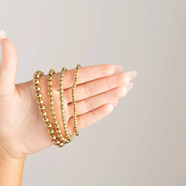 14K Gold Filled PLUS™ Metal Bead Stretch Bracelet: Gold / 6mm