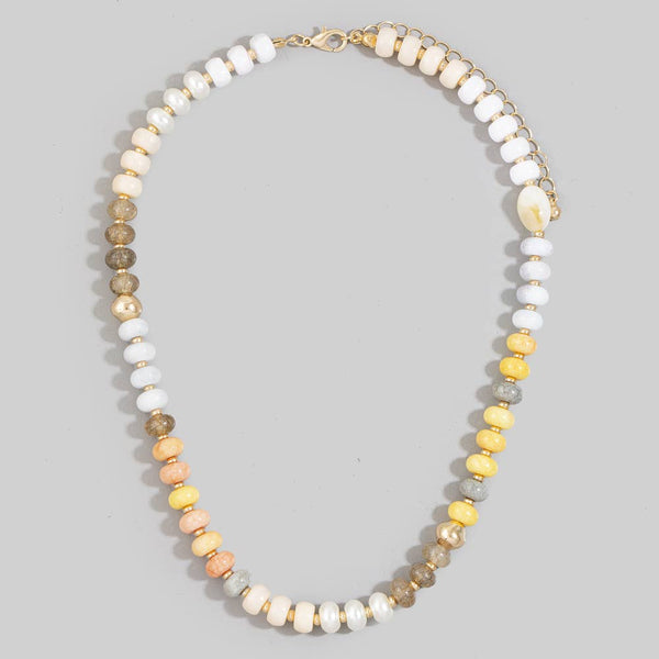 Smooth Stone Rondelle Beaded Strand Necklace