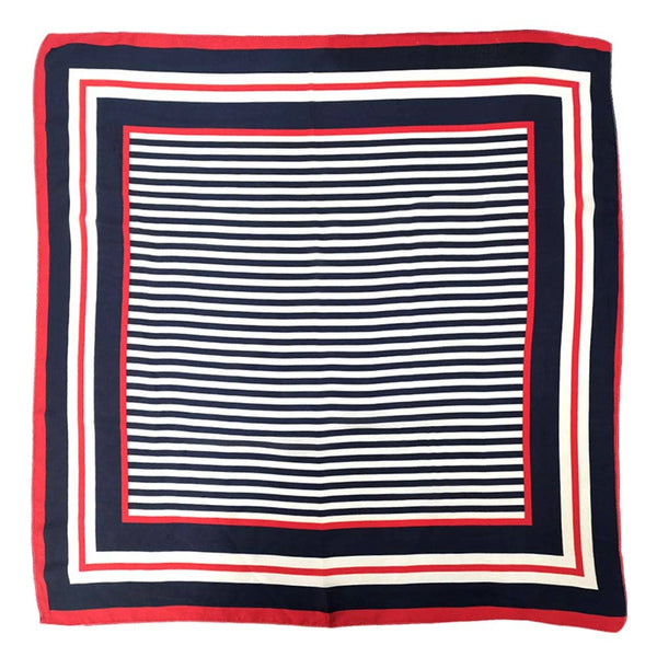 Classic Border Versatile Striped Print Square Scarf