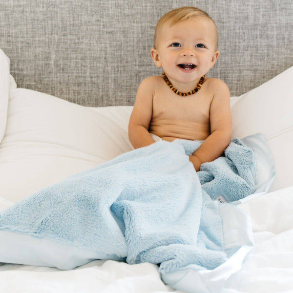 SATIN BORDER RECEIVING BLANKETS: Gray - Lulu Bella Boutique