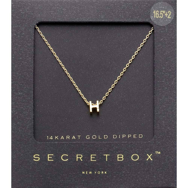 SECRET BOX_14K Gold Dipped Initial Monogram Pendant Necklace: ~K~ - Lulu Bella Boutique