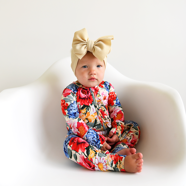 Lottie Floral Ruffle Zip Sleepies Litttle Bamboo Baby Outfit: 0-3m