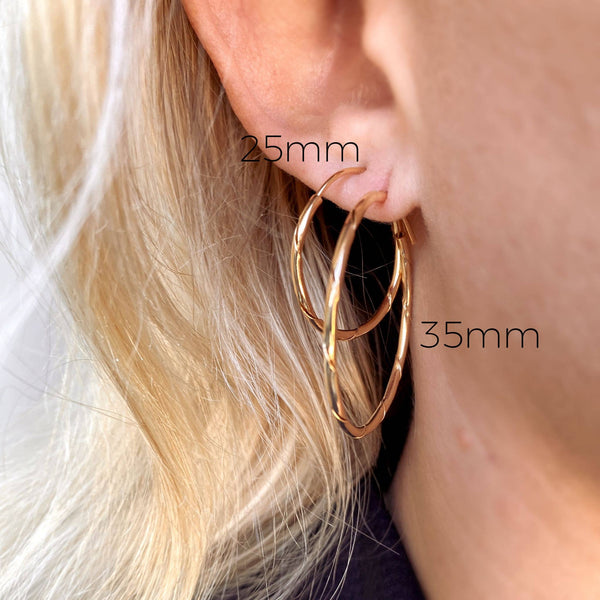 18k Gold Filled Continuous Twisted Tube Hoop Earrings Endless Style: 35mm - Lulu Bella Boutique