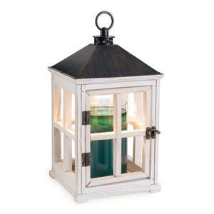 Wooden Candle Warmer Lantern- Weathered White