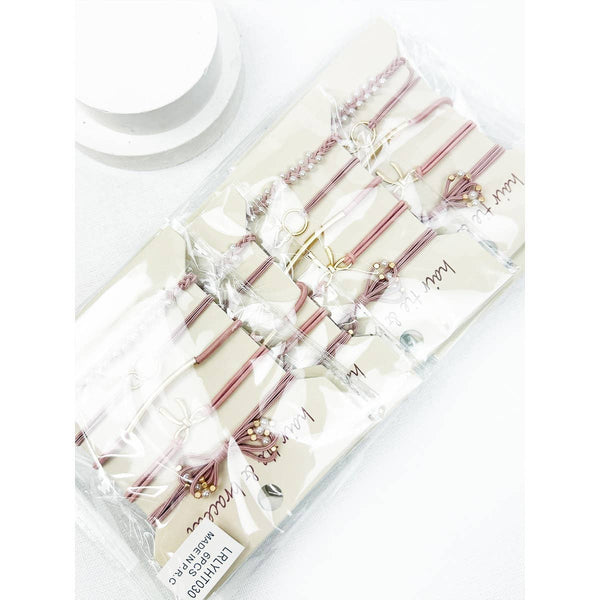 Boho Inspired BOW Theme Hair Tie Bracelets: DUSTY PINK / ONE(6) - Lulu Bella Boutique
