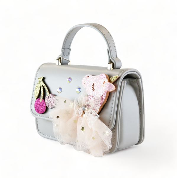 B1302 Unicorn & Cherry Applique Purse (6 Colors): Fuchsia