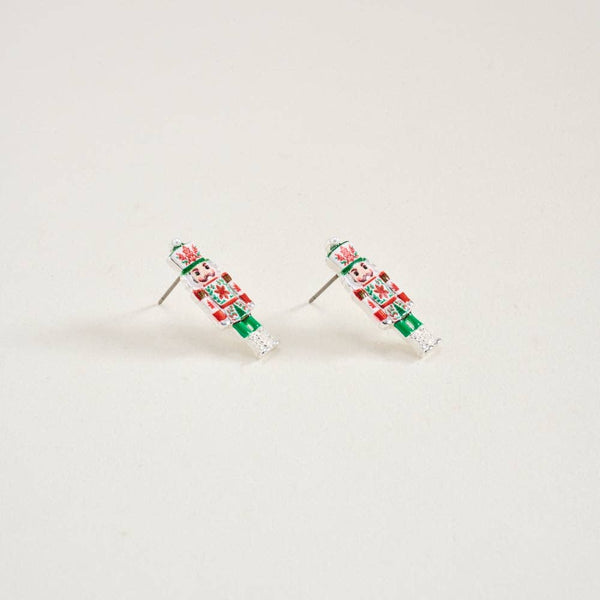 1 In Enamel Christmas Nutcracker Floral Print Post Earrings: Light Pink / ONE