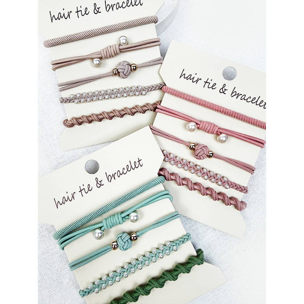Boho Inspired Pearl Detail Hair Tie Bracelets: MIX COLOR / ONE(6) - Lulu Bella Boutique