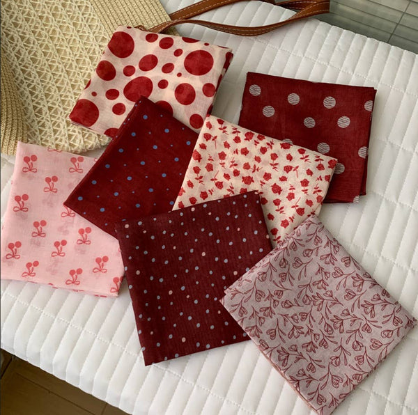 Maillard style French polka dots red square scarf Bandana - Lulu Bella Boutique