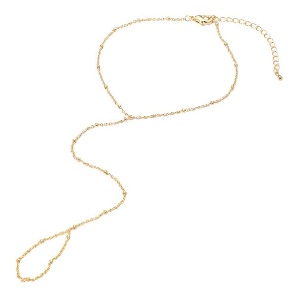 Delicate Beaded Hand Chain Bracelet: Rhodium - Lulu Bella Boutique