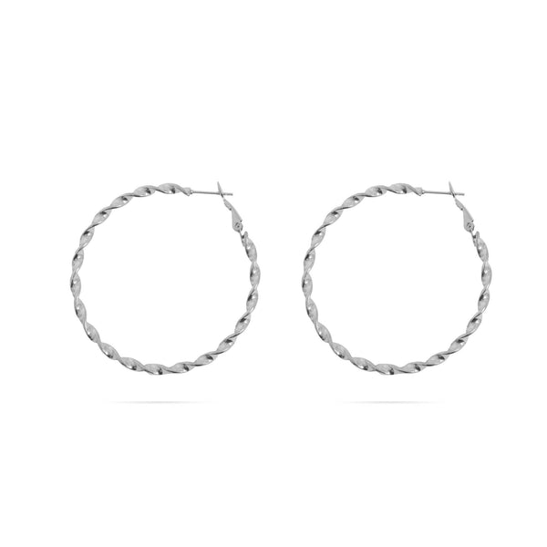 18K Gold PVD Stainless Steel Twist Hoop Earrings: Gold / 40mm