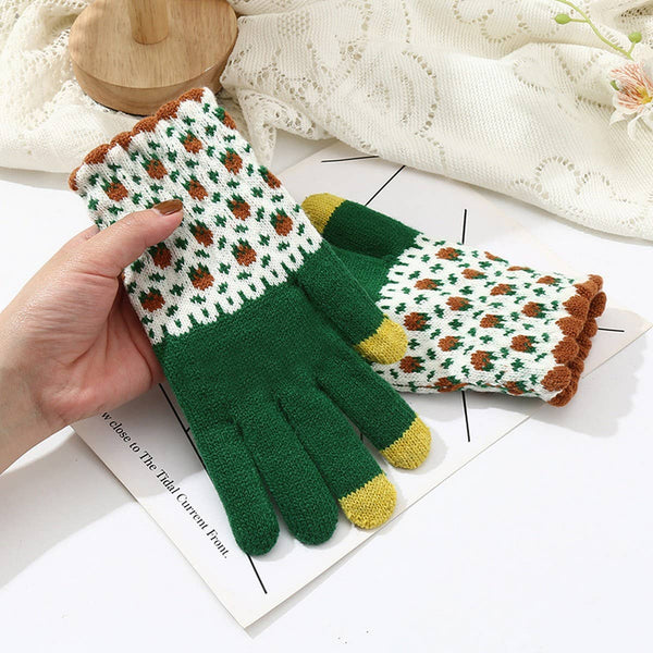 Cute Knit Gloves for Women – Touchscreen Warm_CWAG0147: GREEN2 / (OS) 1 - Lulu Bella Boutique