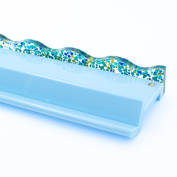 MAHJONG RACK PUSHER ADD ON-MAGNETIC | Premium Acrylic Set(4): Transparent-Wavy-Blue