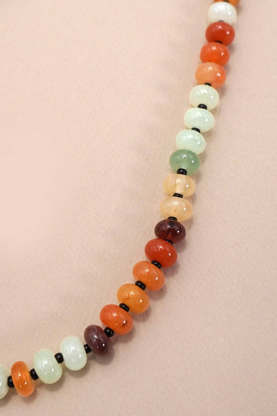 NATURAL AGATE GLASS SEMI PRECIOUS BEAD NECKLACE | 80N896: 3D - Lulu Bella Boutique