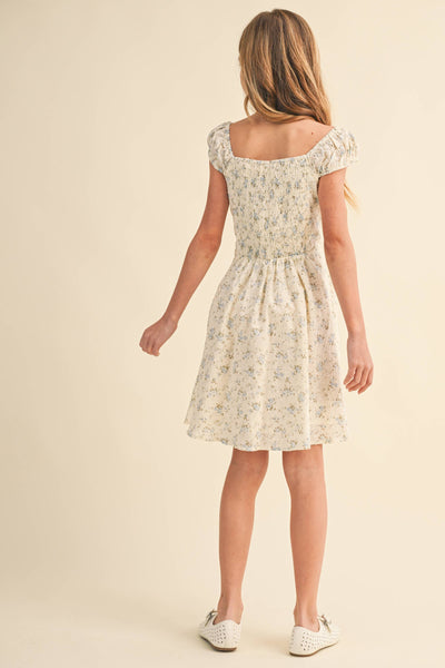 TWEEN GIRLS KIDS RUCHED SHOULDER MINI DRESS (7/14) : 7/8 - Lulu Bella Boutique
