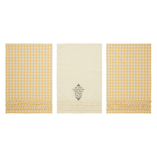 Buzzy Bees Ruffled Tea Towel Set of 3 19x28 - Lulu Bella Boutique