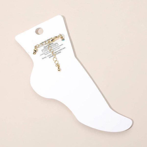 Faceted Beaded Anklet: Gold,White - Lulu Bella Boutique