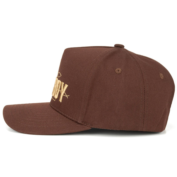C.C COWBOY Letter Embroidered on Two Tone Trucker Hat: Brown/Brown - Lulu Bella Boutique
