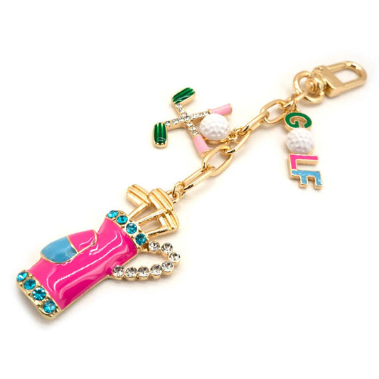 GOLF BAG CHARM KEYCHAIN, 19 2092: GD - Lulu Bella Boutique