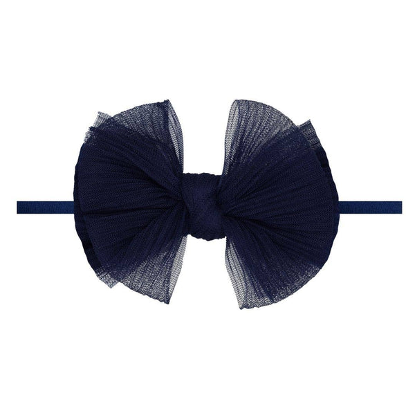 Baby Bling® Tulle FAB® Skinny nylon headband with tulle bow: Pleated Rose Quartz - Lulu Bella Boutique